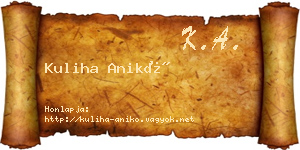 Kuliha Anikó névjegykártya
